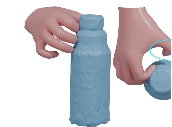 EasyHOI reconstruction of the bottle grasp